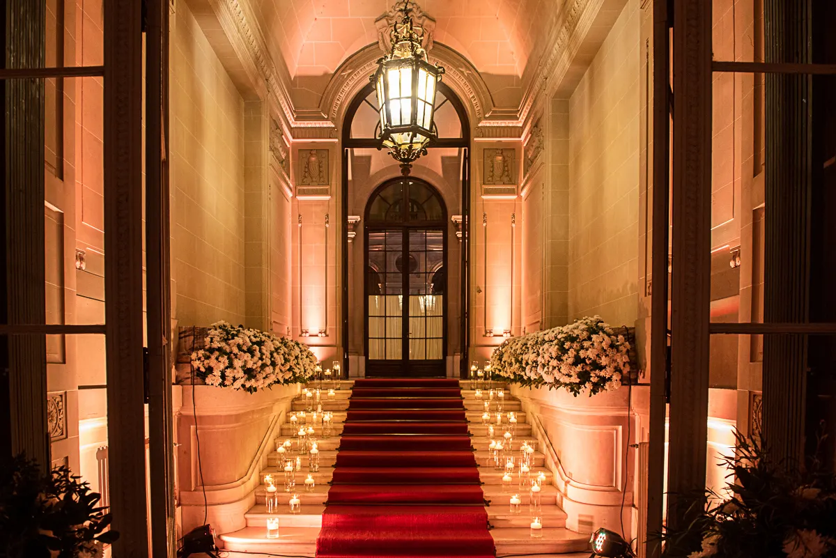 Red carpet entrance dressed for guest arrival